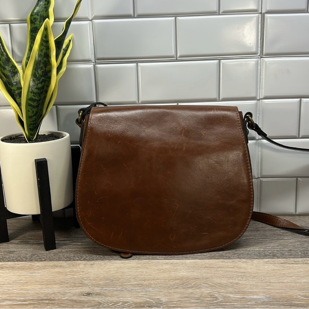 PATRICIA NASH BRN GENUINE LEATHER MAIL POUCH SHOULDER BAG with ADJUSTABLE STRAP